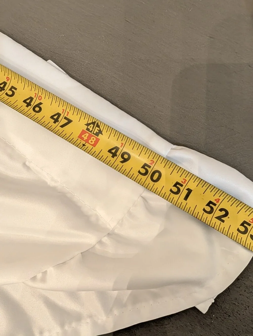 Boho White Satin Ruffled Trim Border Curtain Pocket Rods Size 100